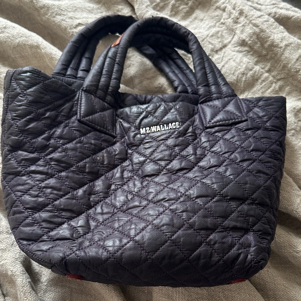 MZ Wallace Quilted Dark Blue Small  Tote Bag